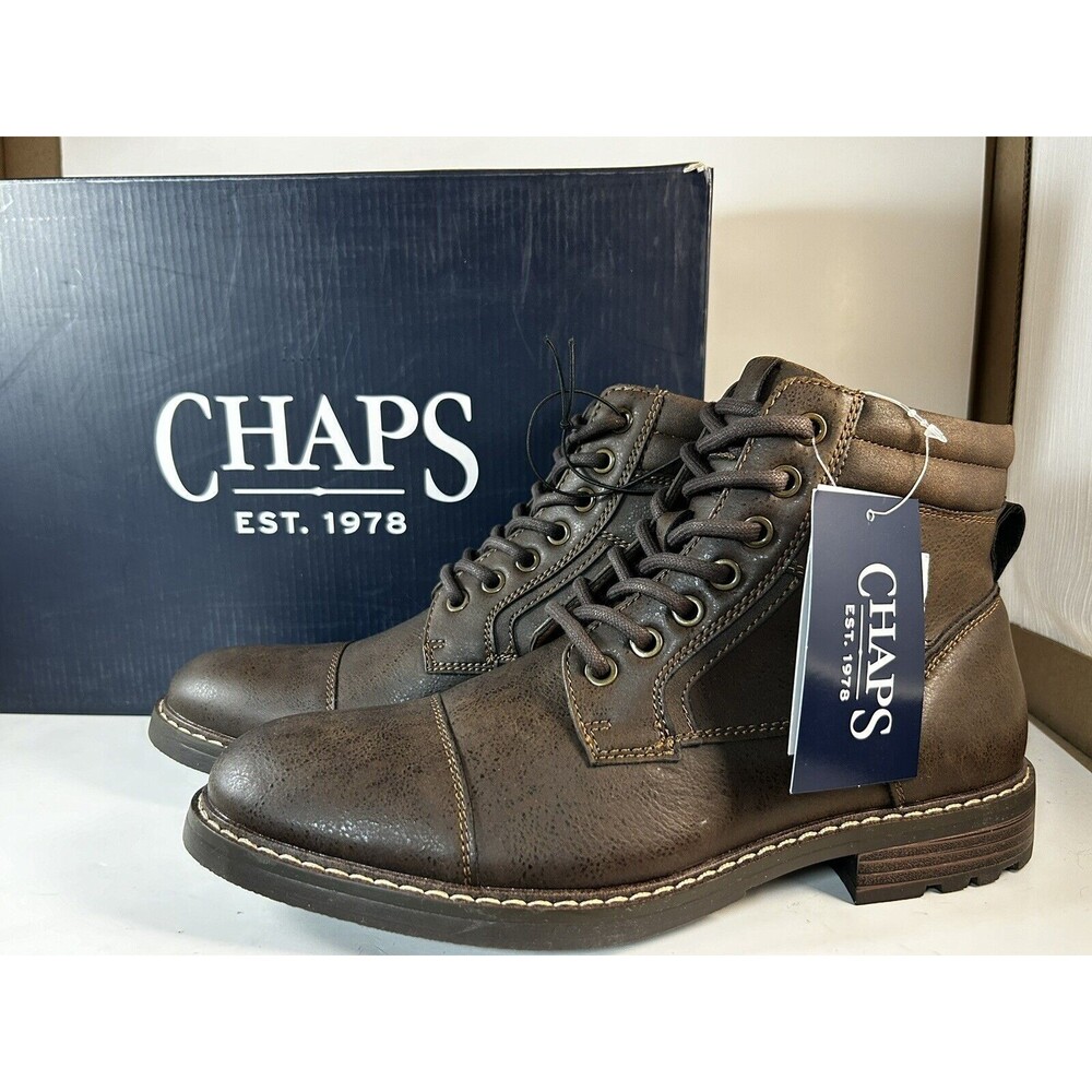 CHAPS - SIZE: 7.5 - Men's Brown Lace Up City Boots W/Comfort Footbed - NEW!